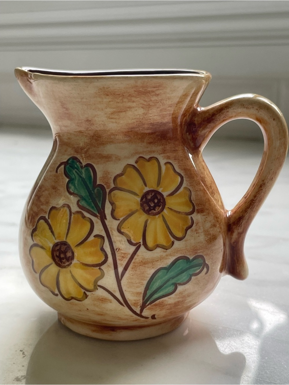 Vintage Yellow Daisy/ sunflower Creamer / Small Pitcher by Pennsbury Pottery
